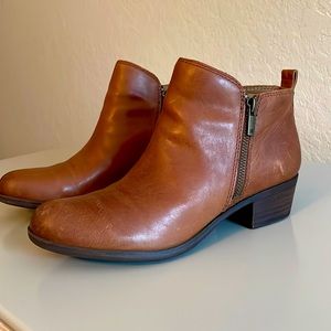 Lucky Basel Brown Leather Side Zip Booties